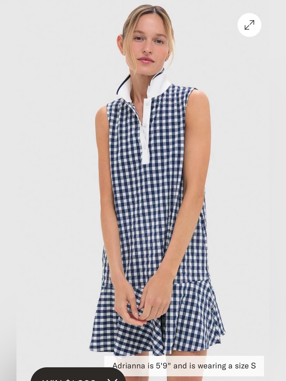 Tuckernuck Navy Gingham Sleeveless Performance Seersucker May Golf Dress NWOT